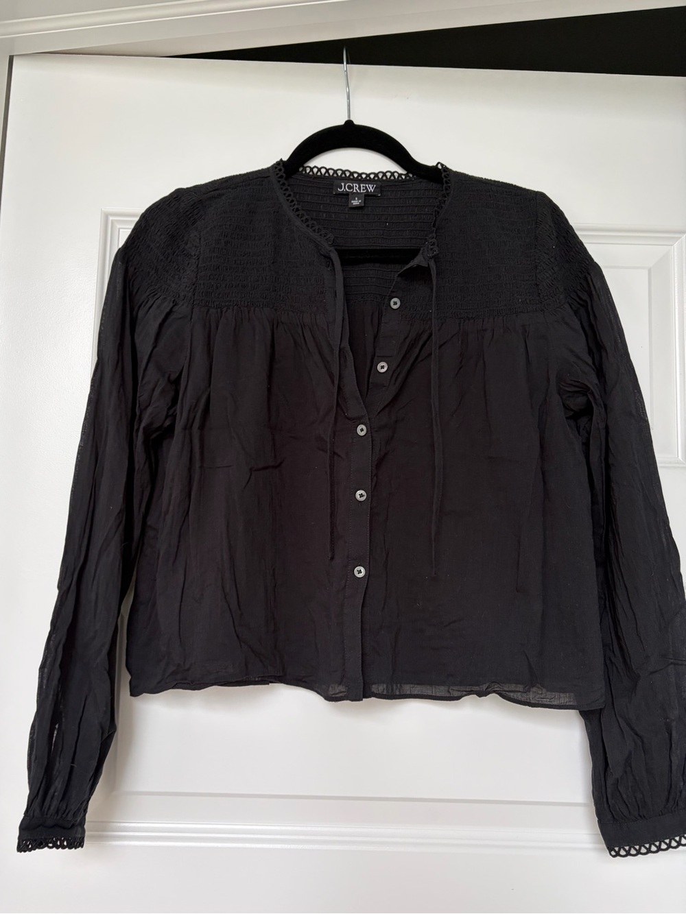 J. Crew Black Cropped Blouse